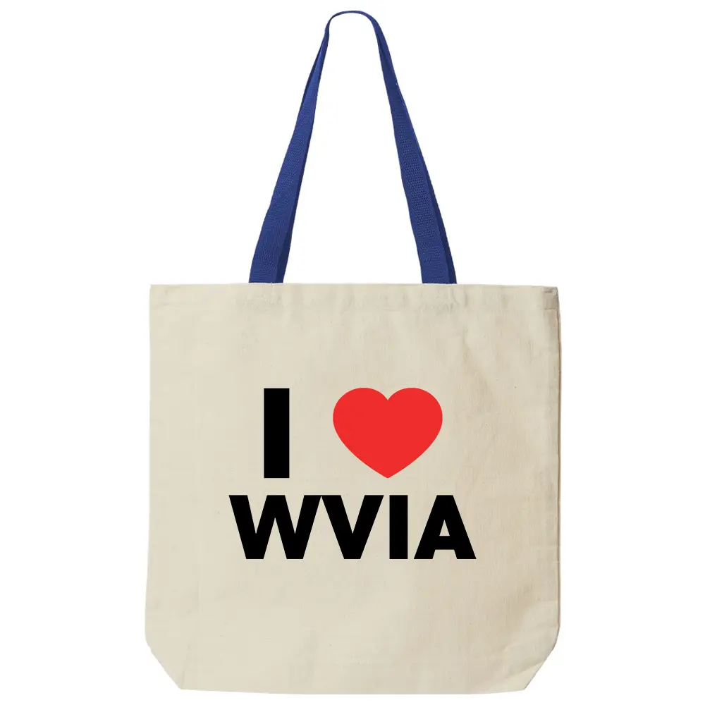 [Q4400-Natural/Royal] I Heart WVIA Tote