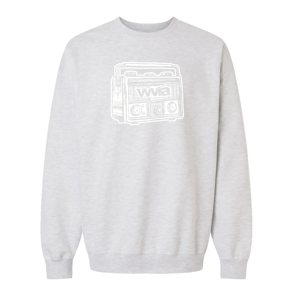 [SF000-XS-AshGrey] WVIA Vintage Radio Crewneck Sweatshirt (XS, Ash Grey)