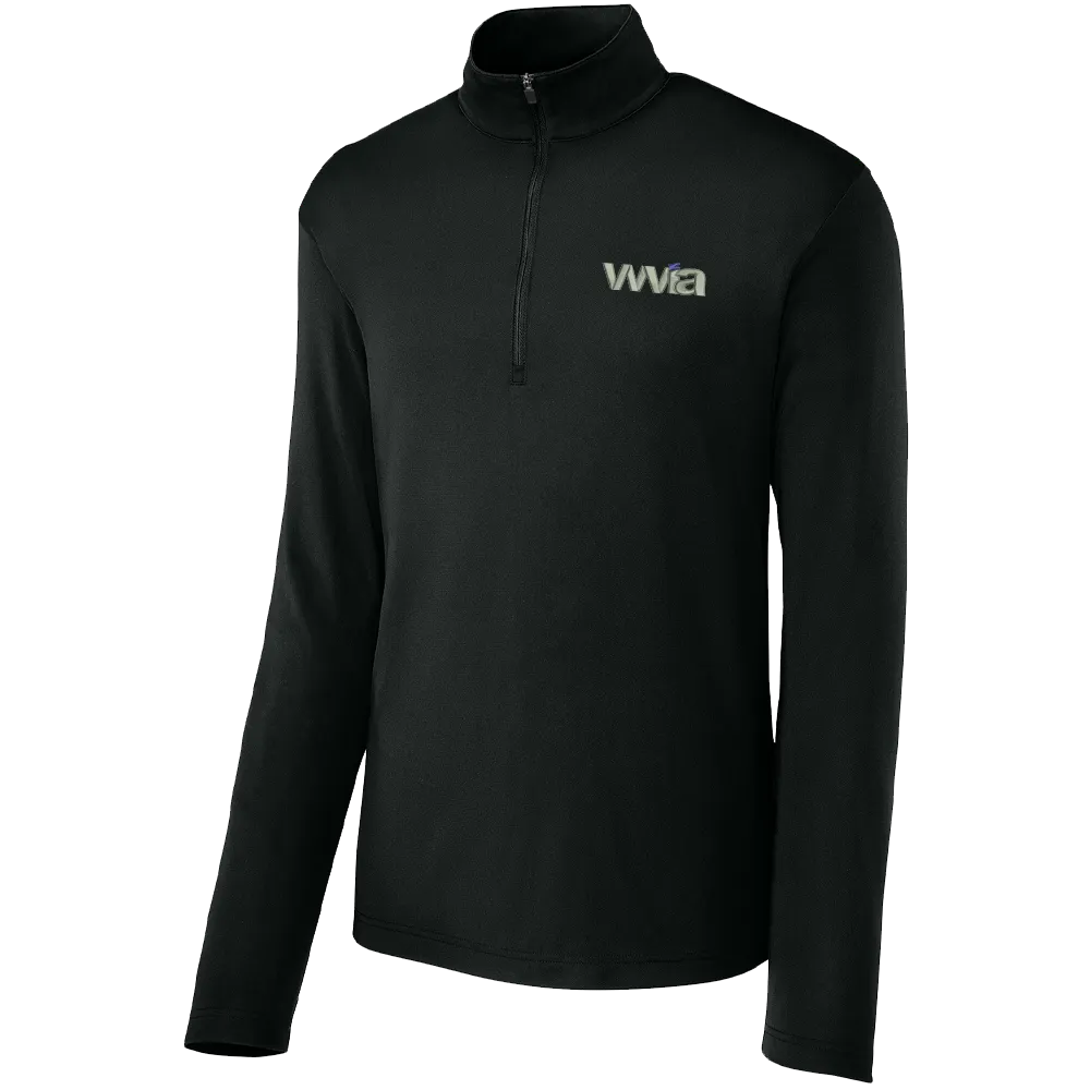 [ST672- S- Black] WVIA Micropique Sport-Wick® 1/4-Zip - Embroidered (Black, S)