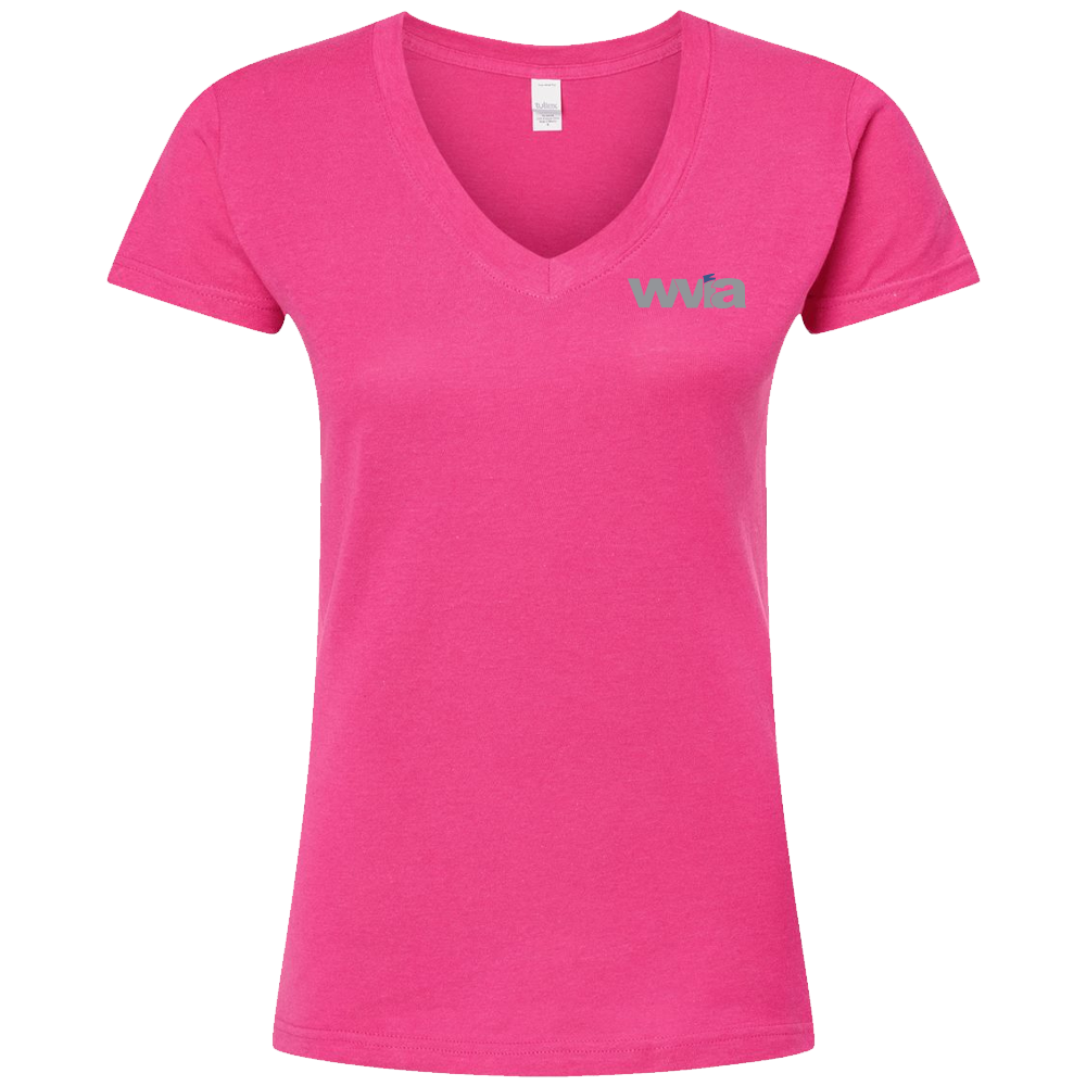 [214- S- Fuschia] WVIA Logo Women's V-Neck T-Shirt (Fuschia, S)